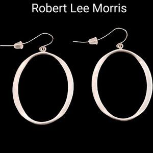Robert Lee Morris RLM Modernist Sterling Hammered Oval Hoop Earrings